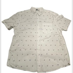 H&M Divided Men's Large  Short Sleeve Button Up w/ Purple Palm Trees